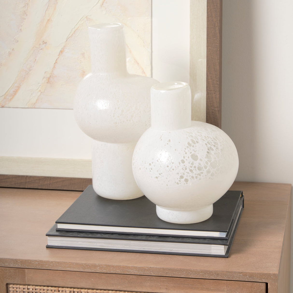 Heket Tall White Glass Vase by Mercana at Eve Furniture