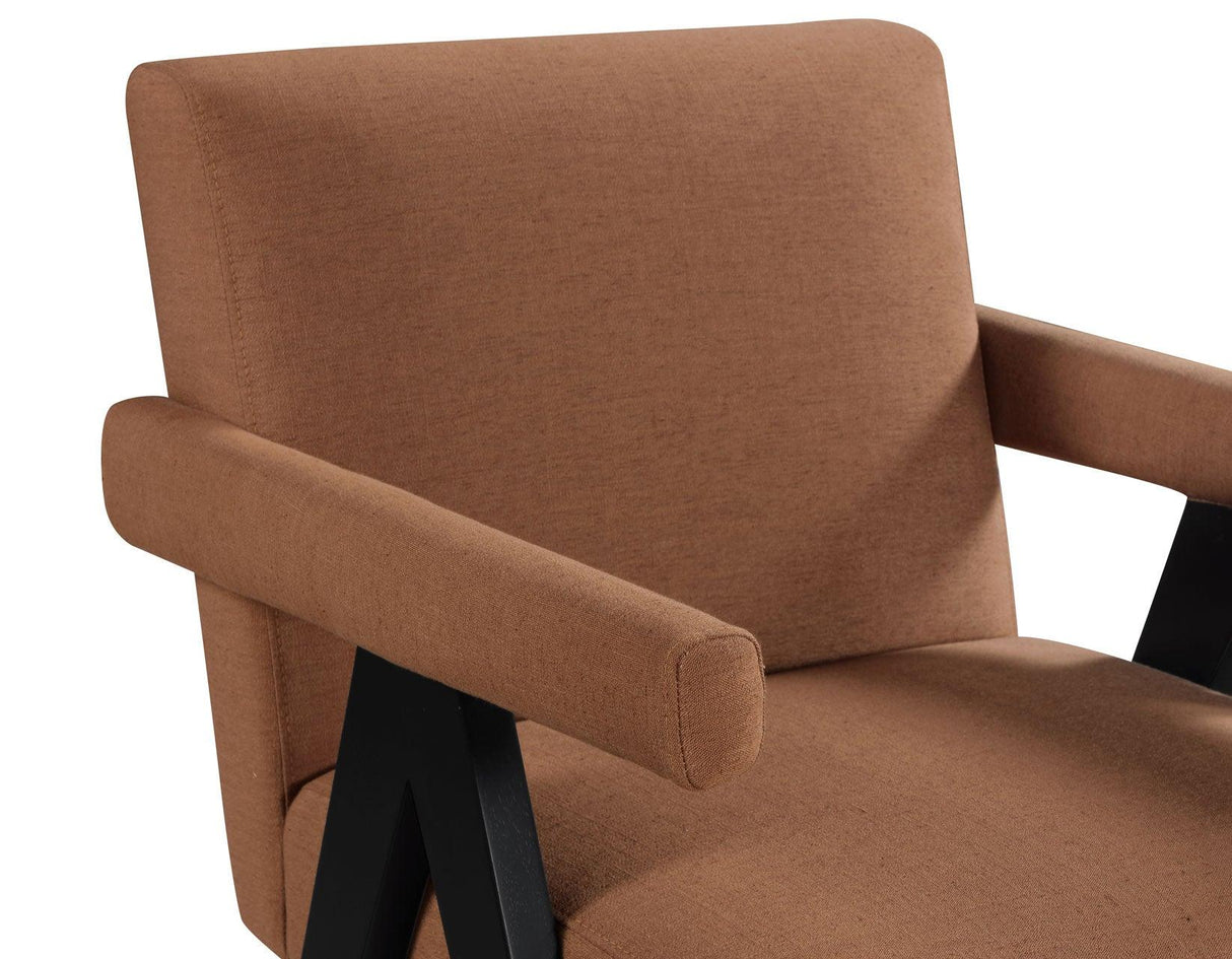 Helen Rust Fabric with Black Wood Finish Accent Chair by Steve Silver at Eve Furniture