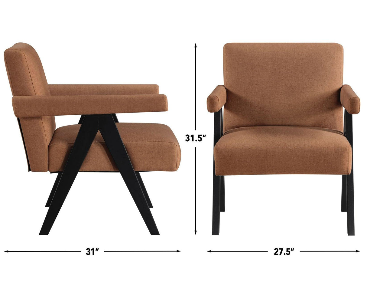 Helen Rust Fabric with Black Wood Finish Accent Chair by Steve Silver at Eve Furniture