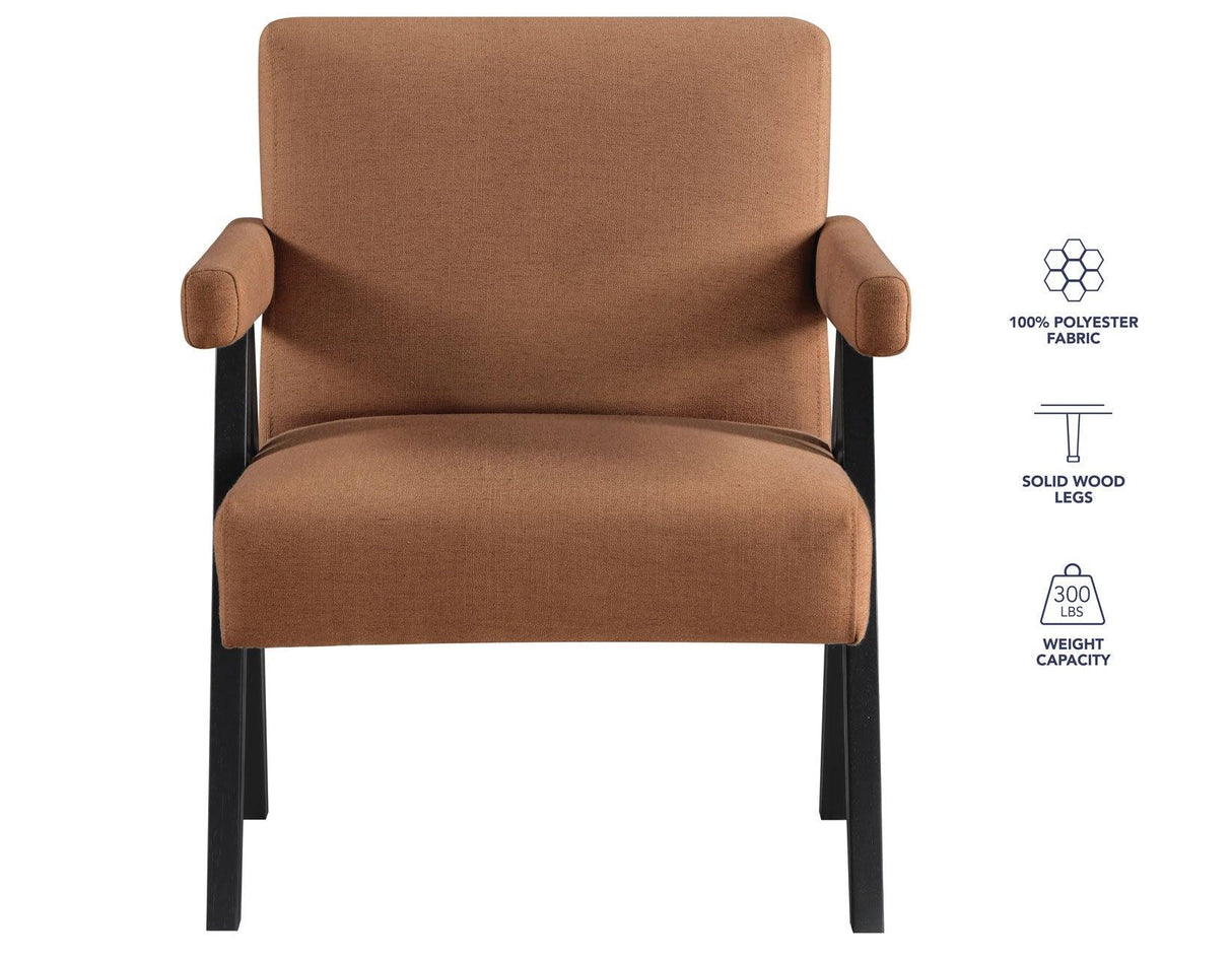 Helen Rust Fabric with Black Wood Finish Accent Chair by Steve Silver at Eve Furniture