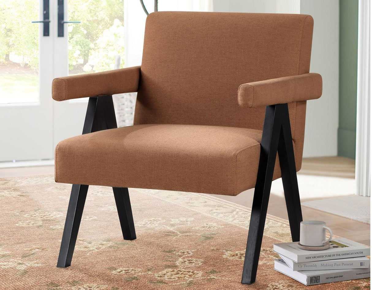 Helen Rust Fabric with Black Wood Finish Accent Chair by Steve Silver at Eve Furniture
