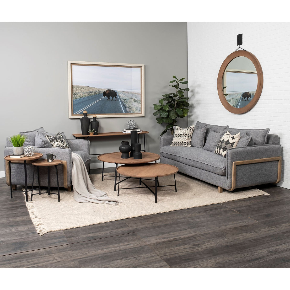 Helios II Rectangular Brown Raised Edge Top Console Table by Mercana at Eve Furniture