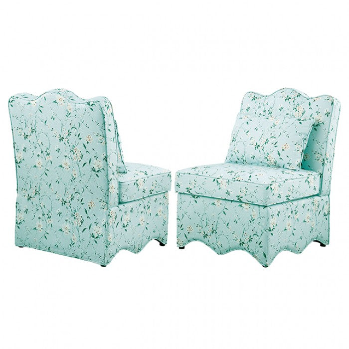 Hemsworth Chinoiserie Lightteal/Pink Accent Chair by Furniture of America at Eve Furniture