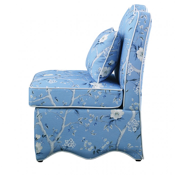 Hemsworth Chinoiserie Sky Blue/White Accent Chair by Furniture of America at Eve Furniture