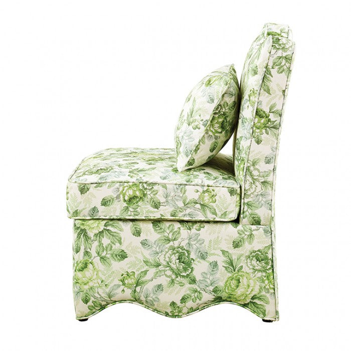 Hemsworth Seaside Cabbage Rose Green/White Accent Chair by Furniture of America at Eve Furniture