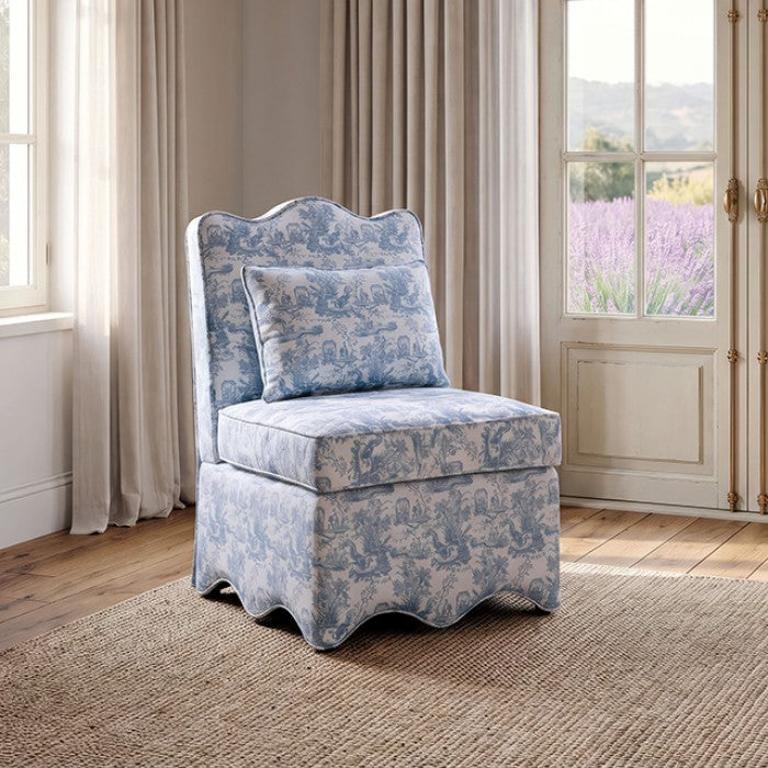 Hemsworth Toile De Jouy Light Blue/White Accent Chair by Furniture of America at Eve Furniture