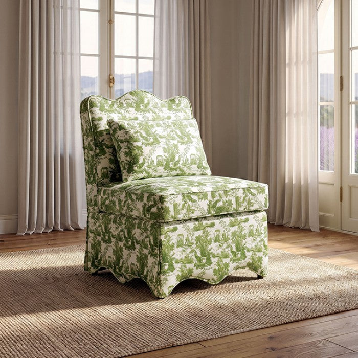 Hemsworth Toile De Jouy Olive Green/White Accent Chair by Furniture of America at Eve Furniture
