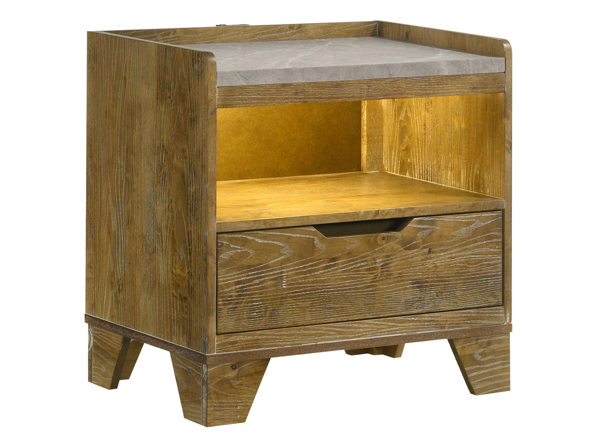 Henderson Medium Oak 1-drawer LED Nightstand Bedside Table by Coaster at Eve Furniture
