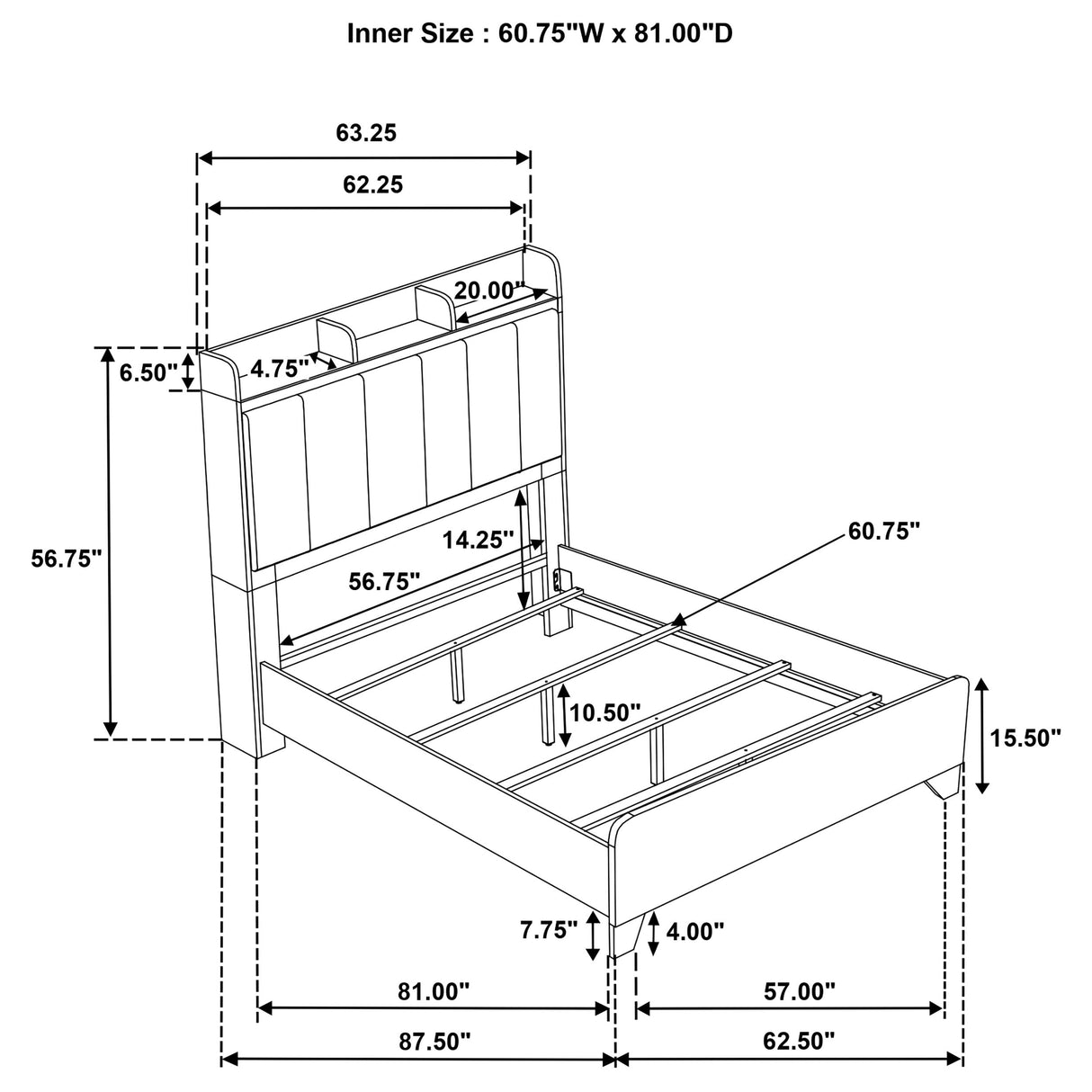 Henderson Medium Oak 57-inch Queen Bookcase Panel Bed by Coaster at Eve Furniture