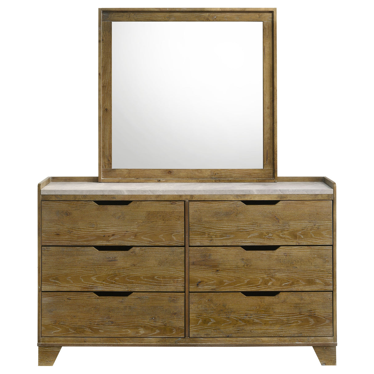 Henderson Medium Oak 6-drawer Bedroom Dresser with Mirror by Coaster at Eve Furniture
