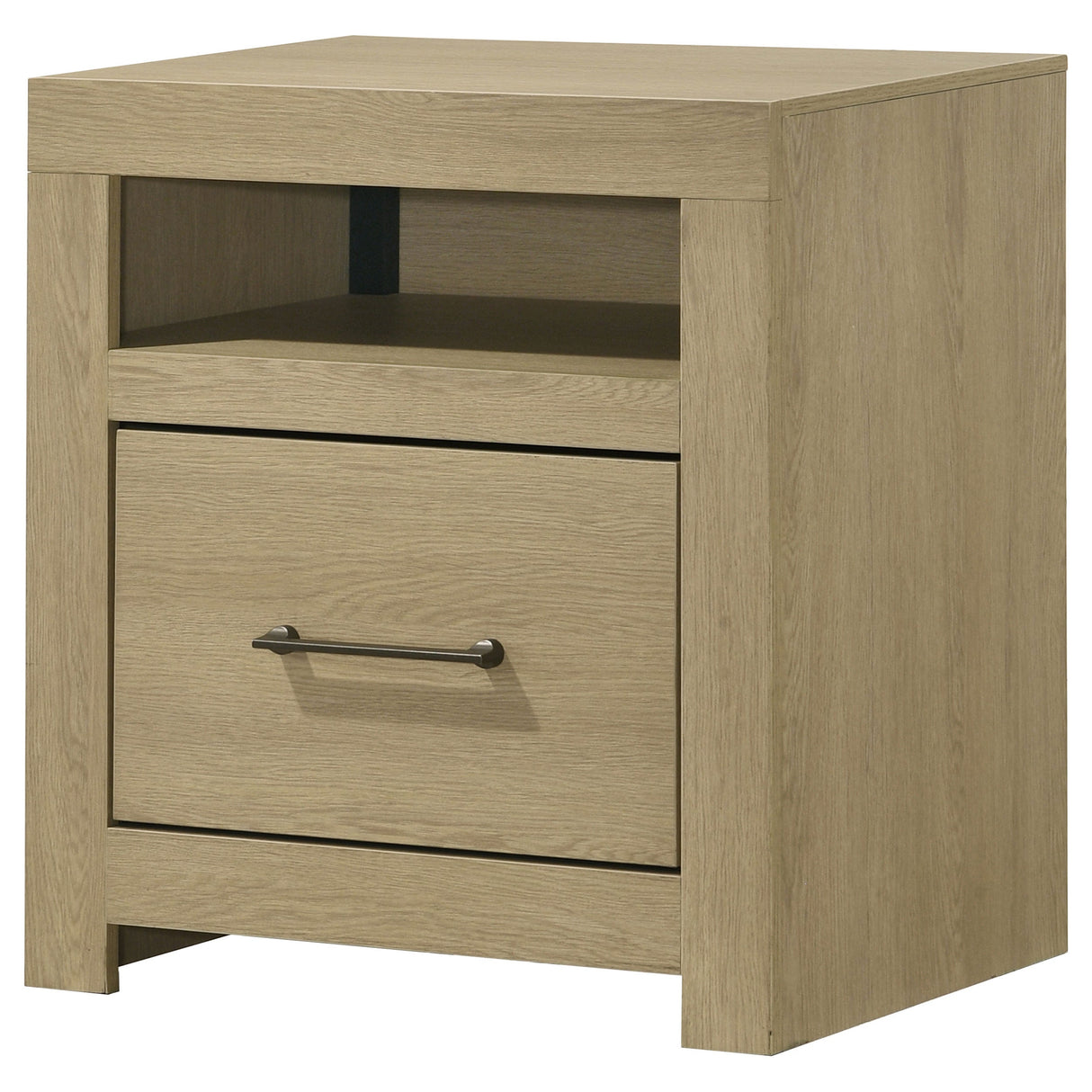Hendricks Light Oak 1-drawer Nightstand Bedside Table with Cubby by Coaster at Eve Furniture