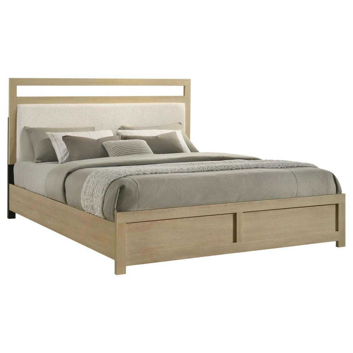 Hendricks Light Oak Eastern King Panel Headboard Platform Bed by Coaster at Eve Furniture