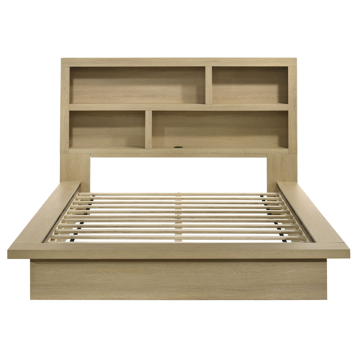 Hendricks Light Oak Queen Bookcase Headboard Platform Bed by Coaster at Eve Furniture