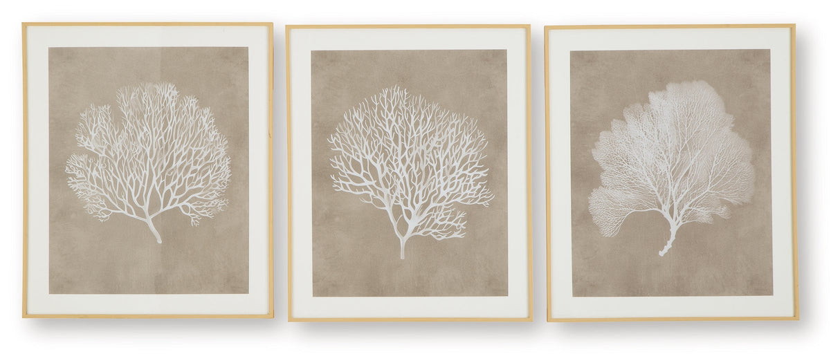 Hendridge Taupe/White Wall Art (Set of 3) by ASHLEY FURNITURE at Eve Furniture
