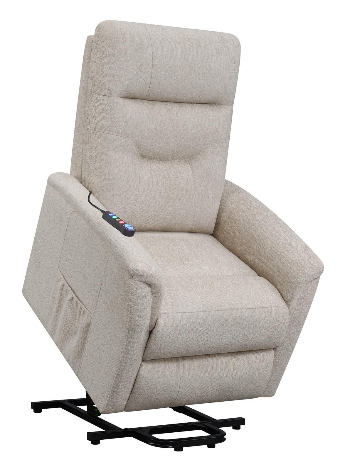 Henrietta Beige Power Lift Recliner with Storage Pocket by Coaster at Eve Furniture