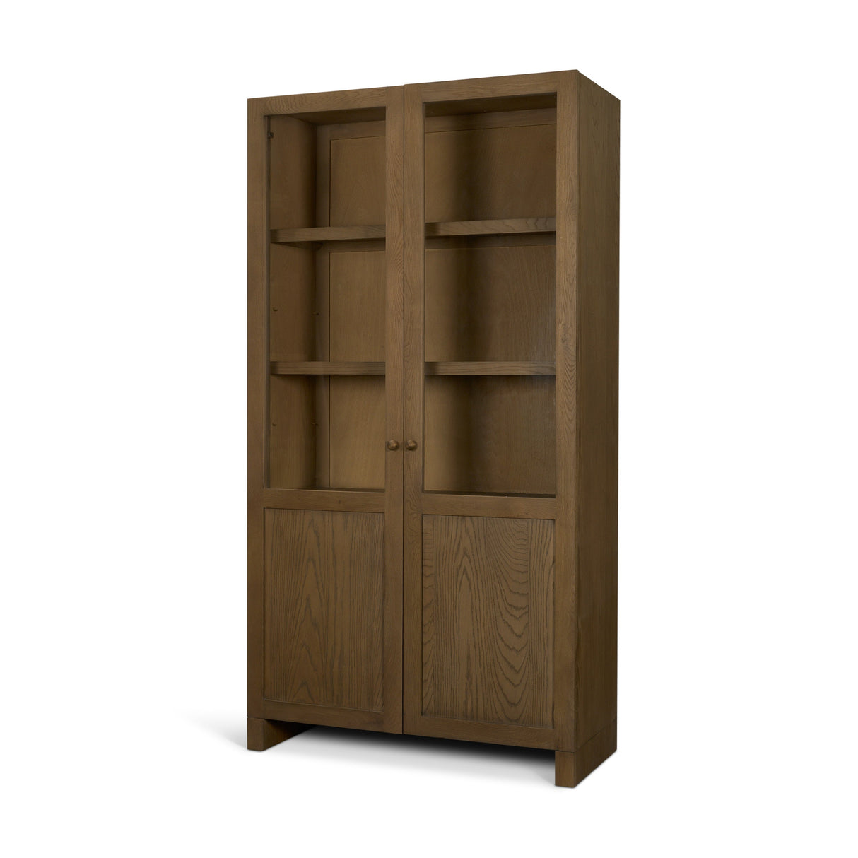 Henry Dark & Light Brown Oak Wood w/ Glass Doors Curio Cabinet by Mercana at Eve Furniture