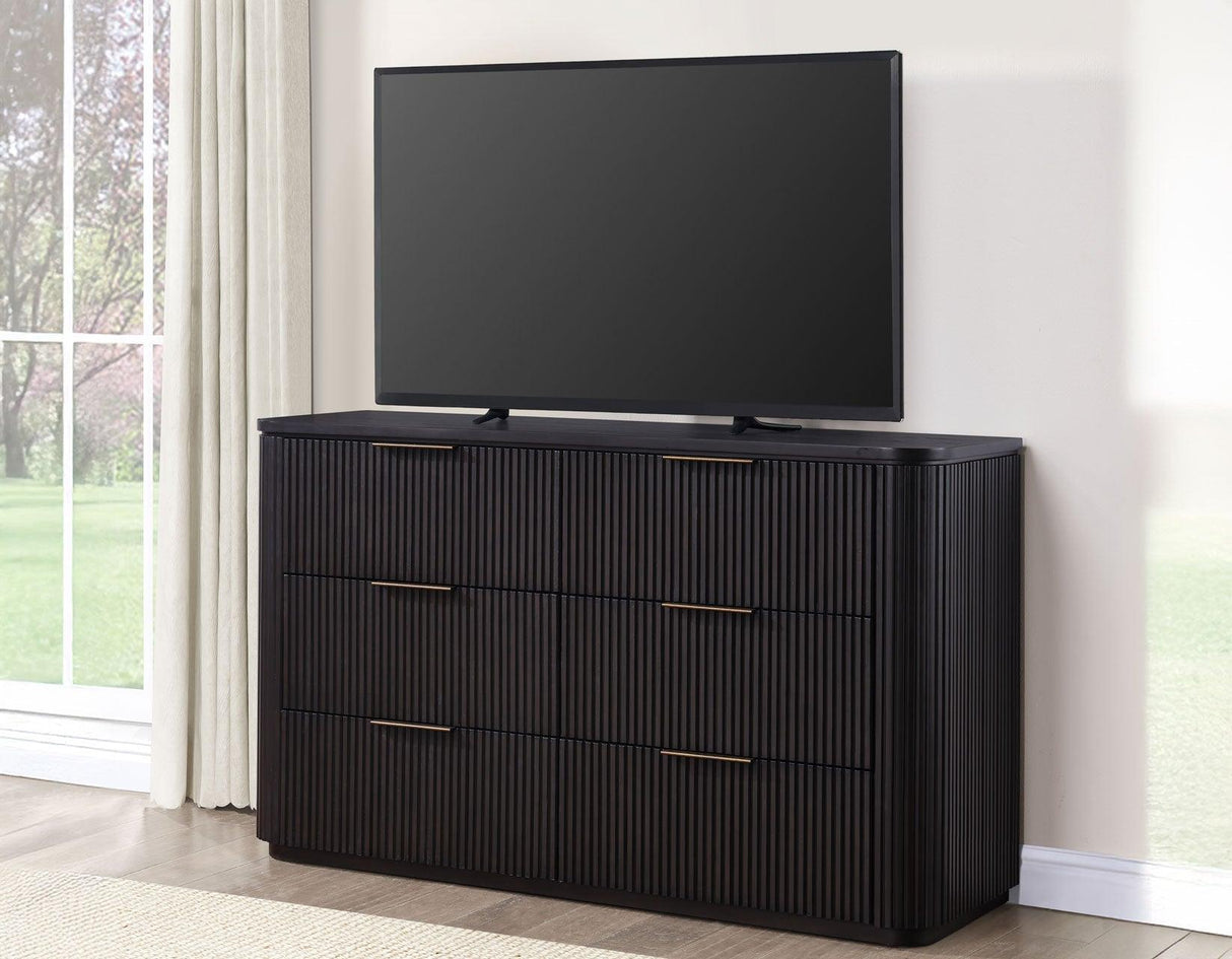 Henry 65″ 6-Drawer Reeded Dresser, Espresso Finish by Steve Silver at Eve Furniture