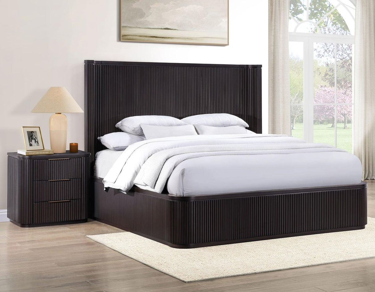 Henry Reeded King 4-Piece Bedroom Set, Espresso Finish by Steve Silver at Eve Furniture