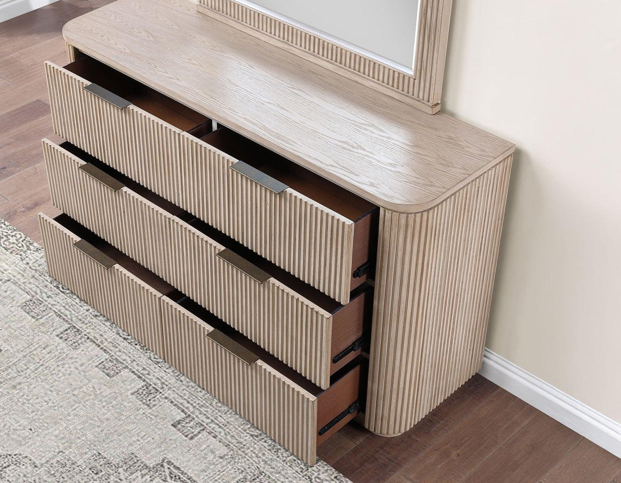 Henry Reeded King 4-Piece Bedroom Set, Tan Finish by Steve Silver at Eve Furniture