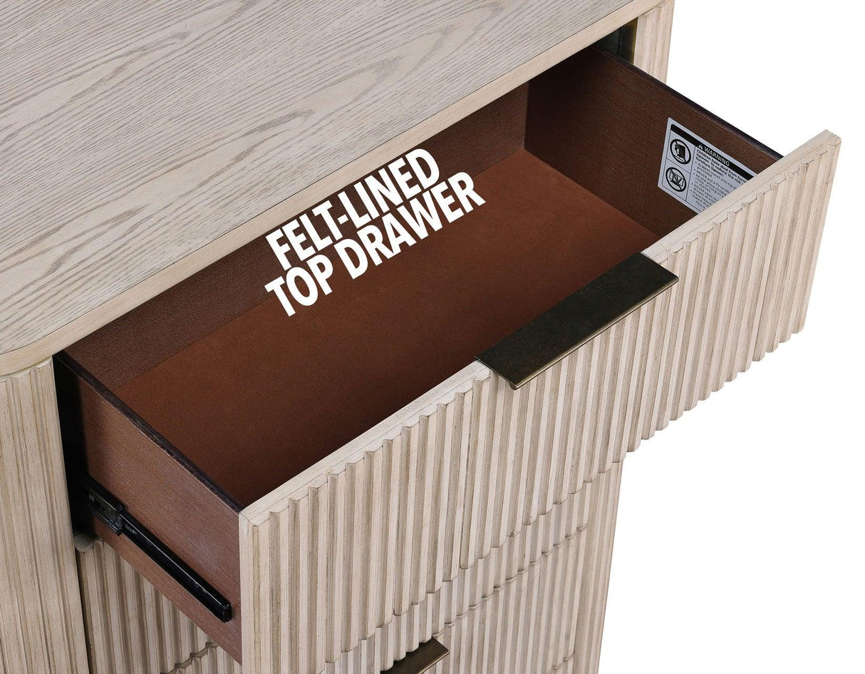 Henry Reeded King 4-Piece Bedroom Set, Tan Finish by Steve Silver at Eve Furniture