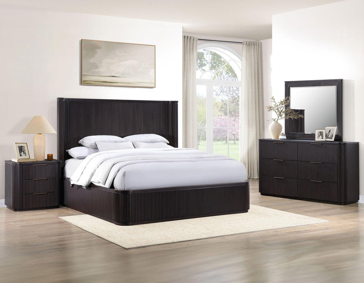 Henry Reeded King Bed, Espresso Finish by Steve Silver at Eve Furniture