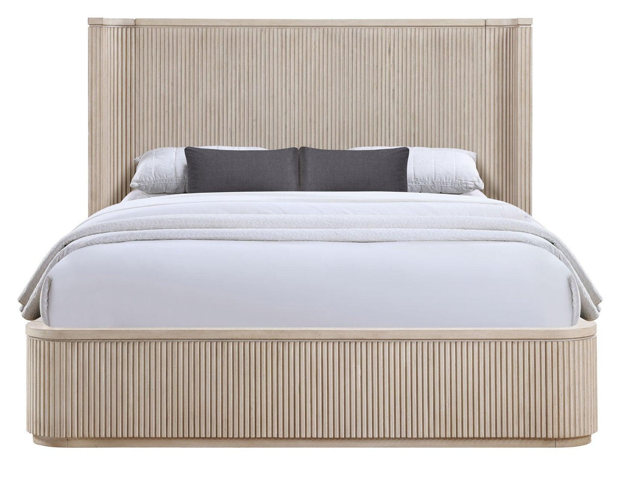 Henry Reeded Queen 4-Piece Bedroom Set, Tan Finish by Steve Silver at Eve Furniture