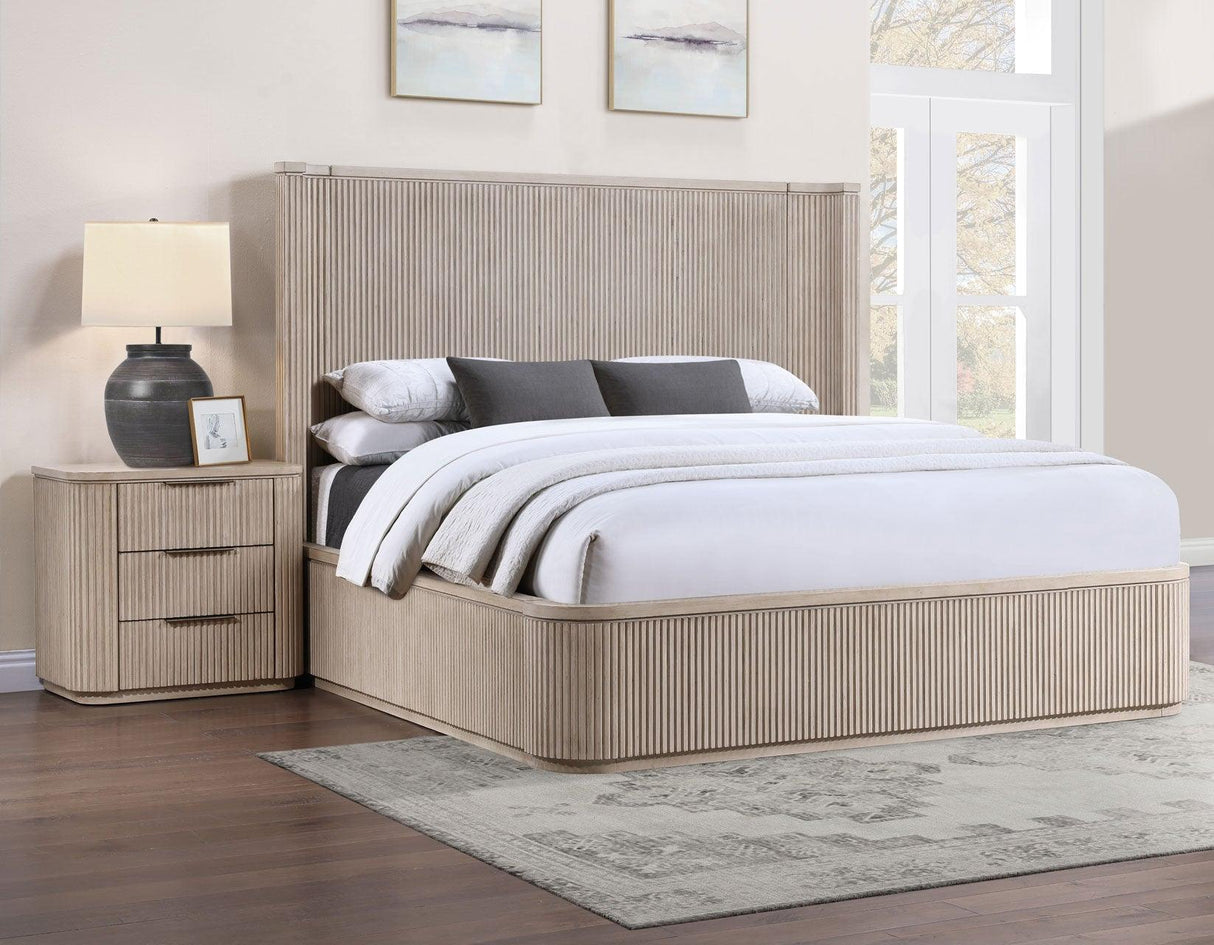 Henry Reeded Queen 4-Piece Bedroom Set, Tan Finish by Steve Silver at Eve Furniture