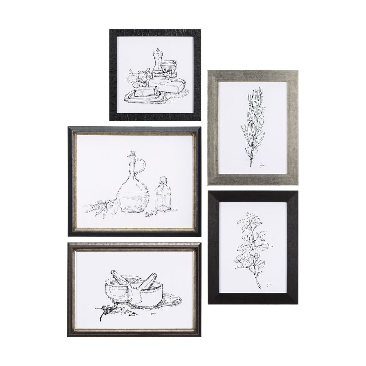 Herb Sketch I,II by Mercana Studio a Hand Embellished Textured Framed Art Print by Mercana at Eve Furniture
