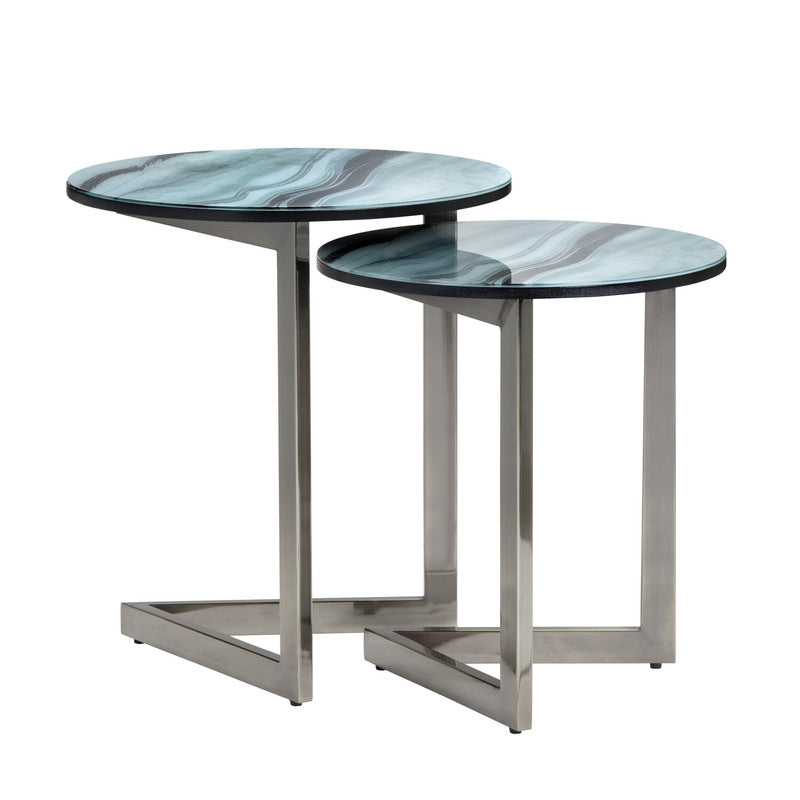 Hereford Green/Silver 2-Piece Nesting Tables by Crestview at Eve Furniture