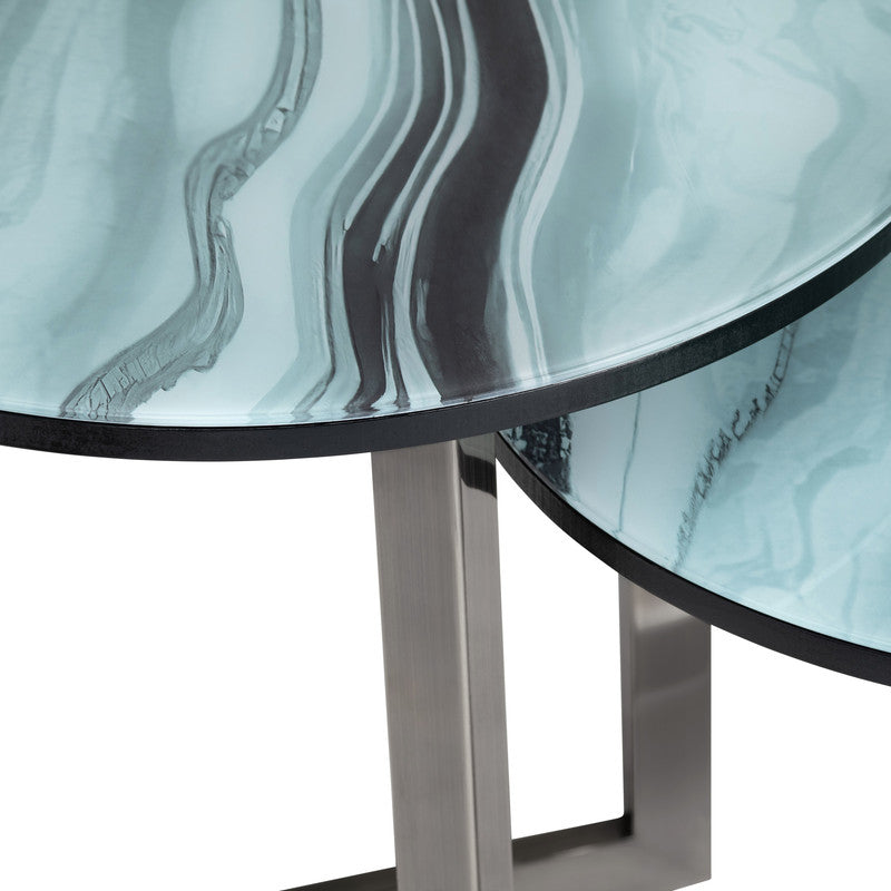 Hereford Green/Silver 2-Piece Nesting Tables by Crestview at Eve Furniture