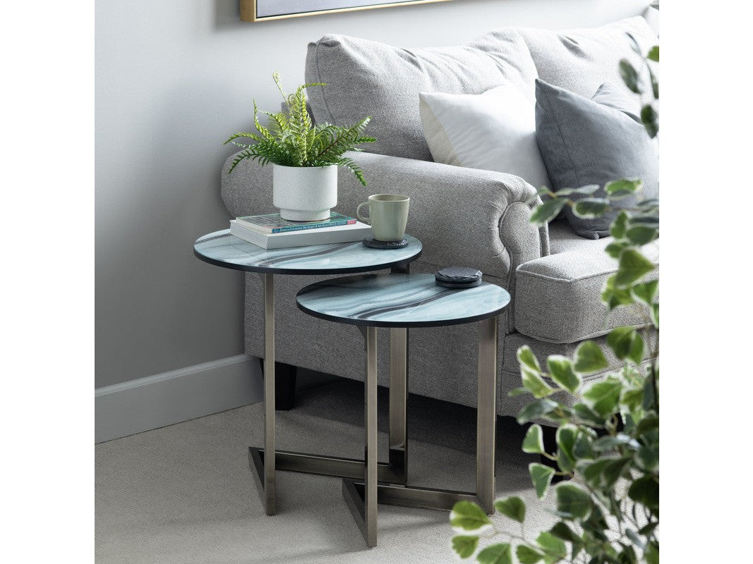 Hereford Green/Silver 2-Piece Nesting Tables by Crestview at Eve Furniture