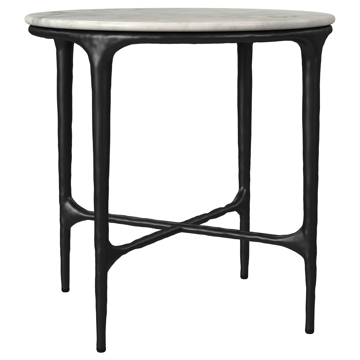 Hermas White Round Genuine Marble Top Metal End Table by Coaster at Eve Furniture