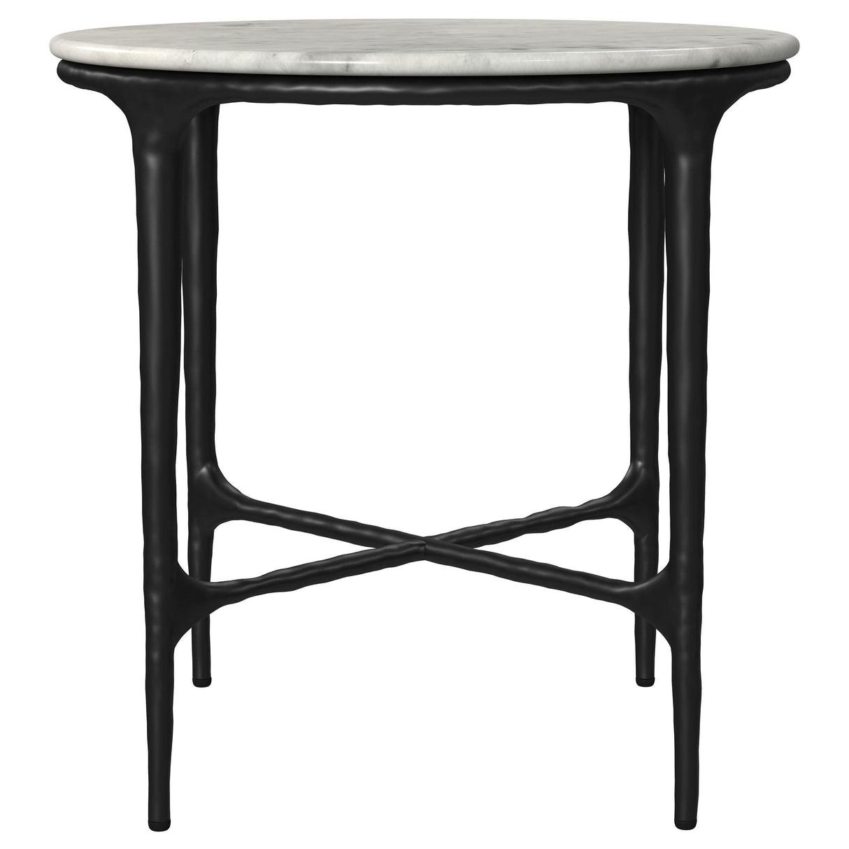 Hermas White Round Genuine Marble Top Metal End Table by Coaster at Eve Furniture