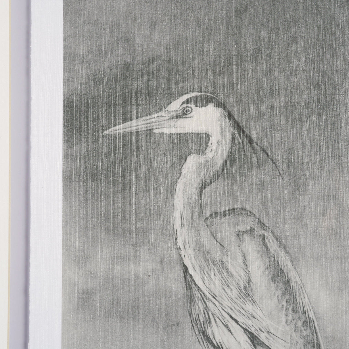 Heron Sketch by Mercana Studio a Hand Embellished Framed Art Print Matted under Glass by Mercana at Eve Furniture