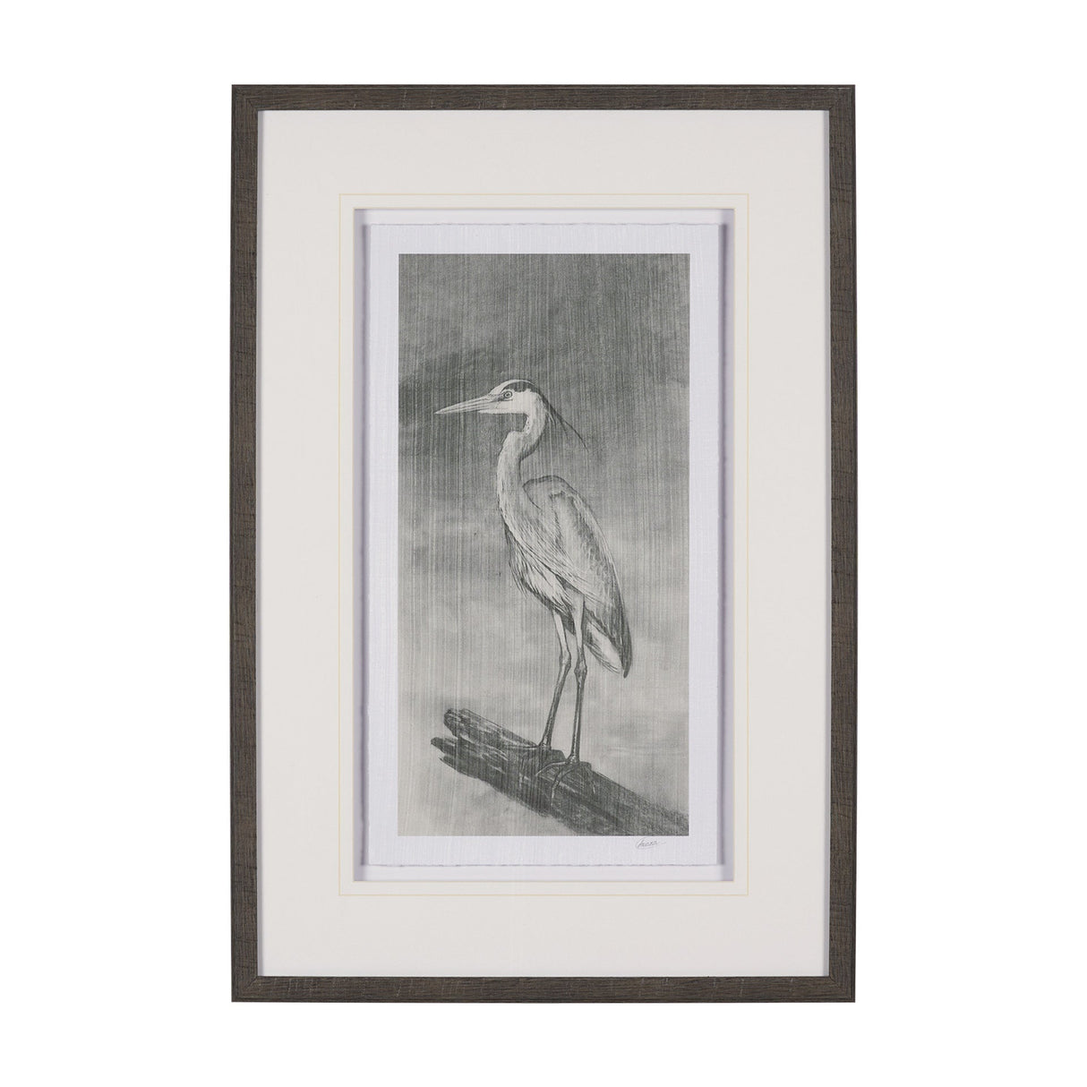 Heron Sketch by Mercana Studio a Hand Embellished Framed Art Print Matted under Glass by Mercana at Eve Furniture