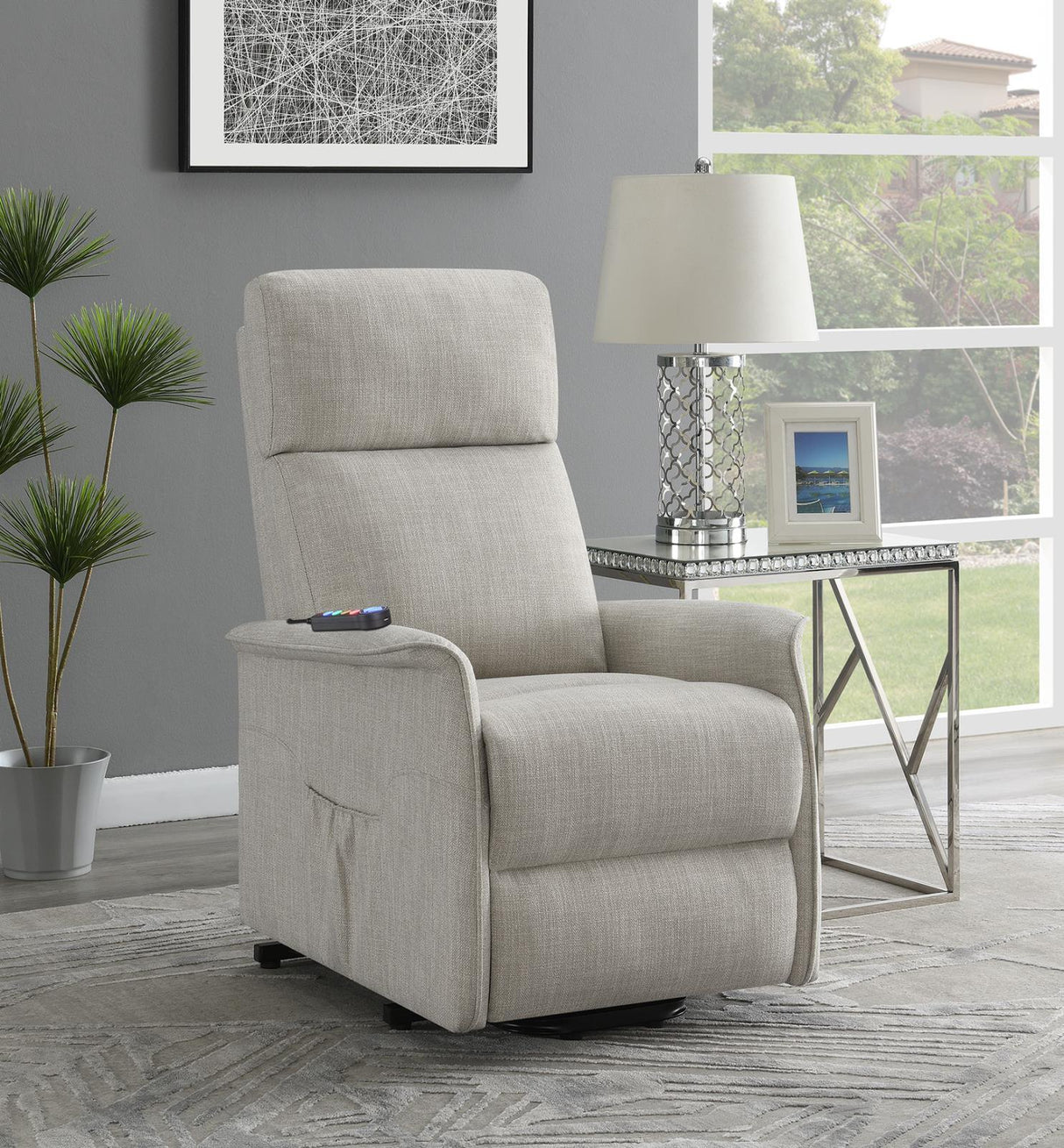 Herrera Beige Power Lift Recliner with Wired Remote by Coaster at Eve Furniture