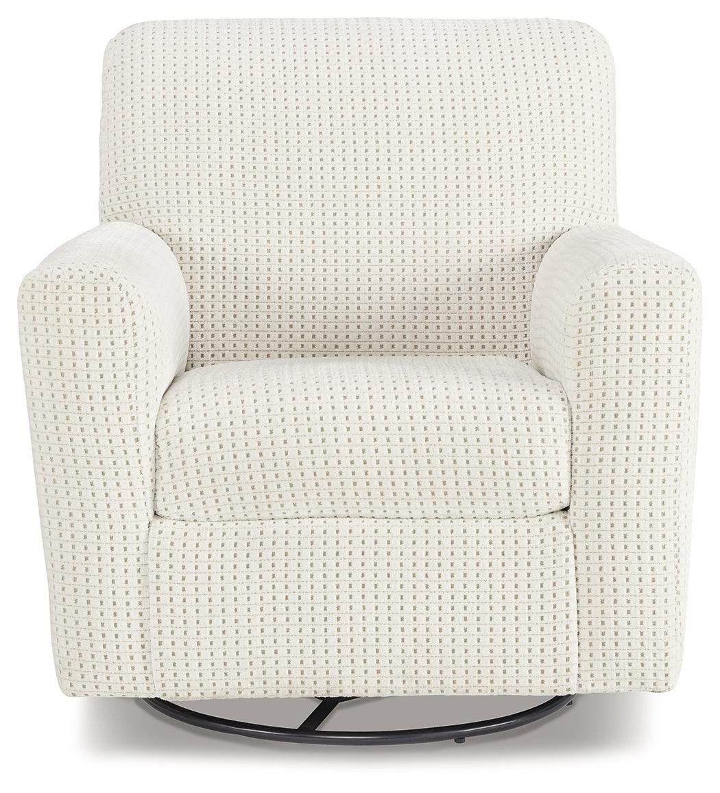 Herstow Ivory Swivel Glider Accent Chair by Ashley at Eve Furniture