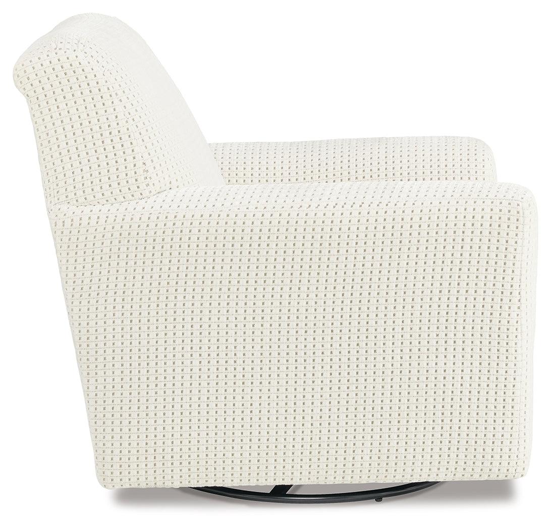 Herstow Ivory Swivel Glider Accent Chair by Ashley at Eve Furniture
