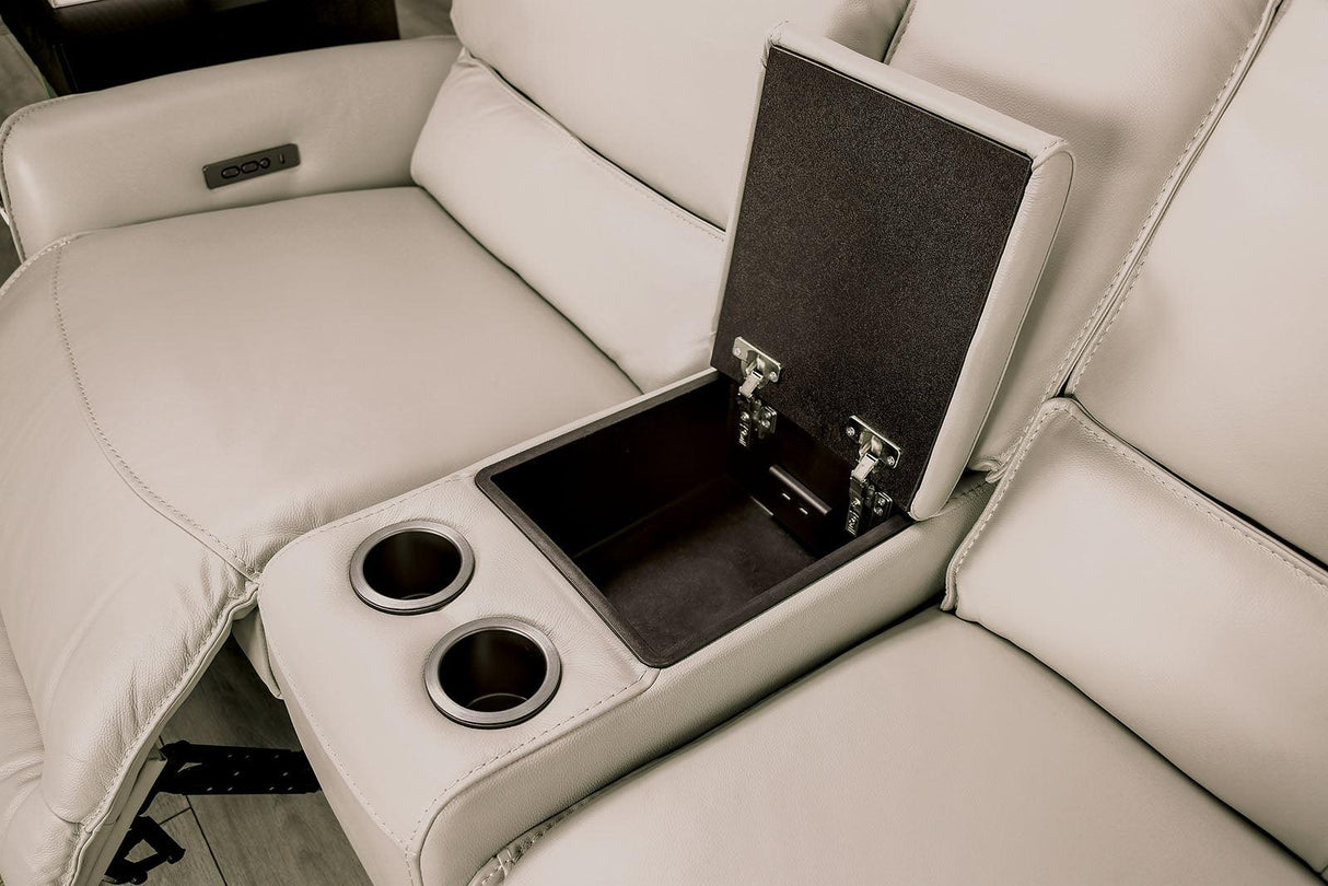 Hestia Beige Leather Modular Power Reclining Sectional by Furniture of America at Eve Furniture