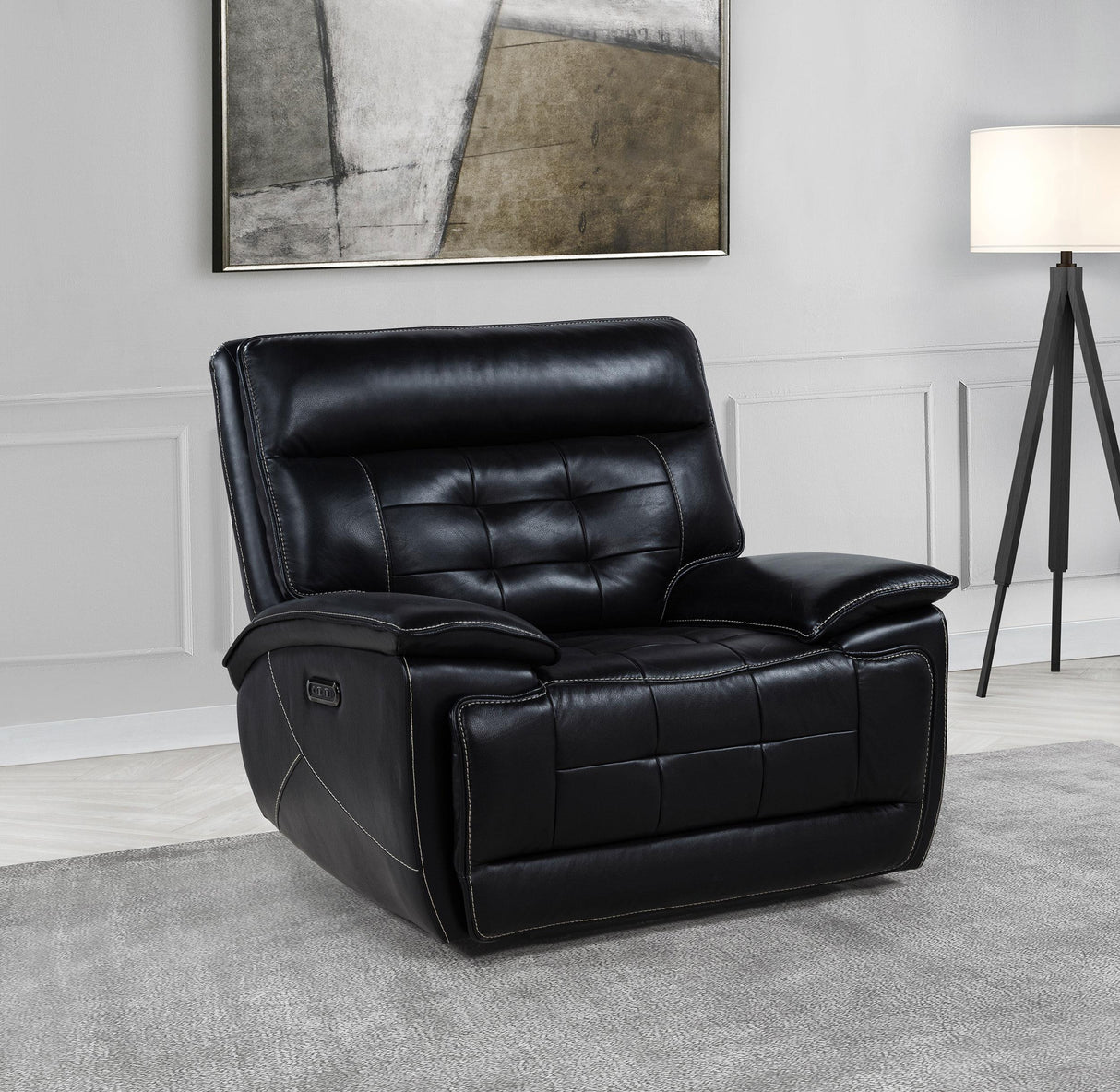 Hewitt Black Leather Upholstered Dual Power Recliner Chair by Coaster at Eve Furniture