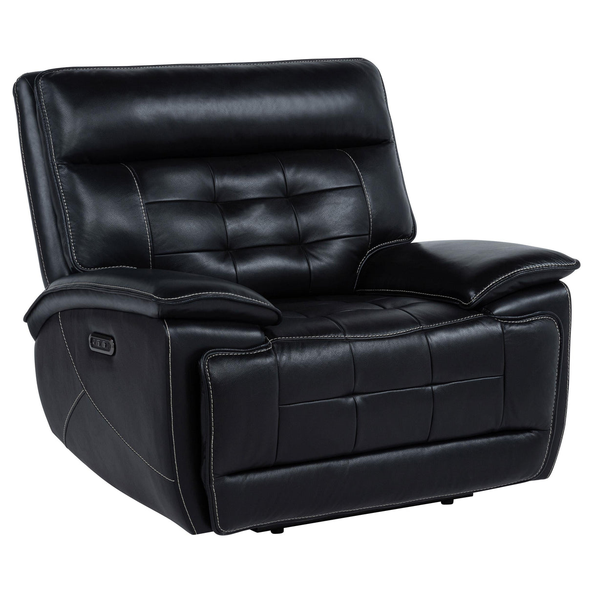 Hewitt Black Leather Upholstered Dual Power Recliner Chair by Coaster at Eve Furniture