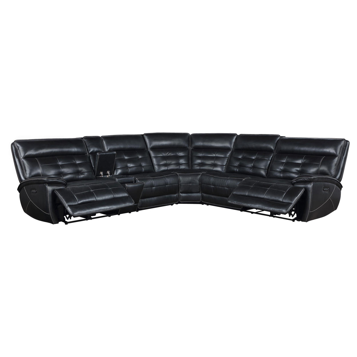 Hewitt Black Leather Upholstered Power Reclining Sectional by Coaster at Eve Furniture