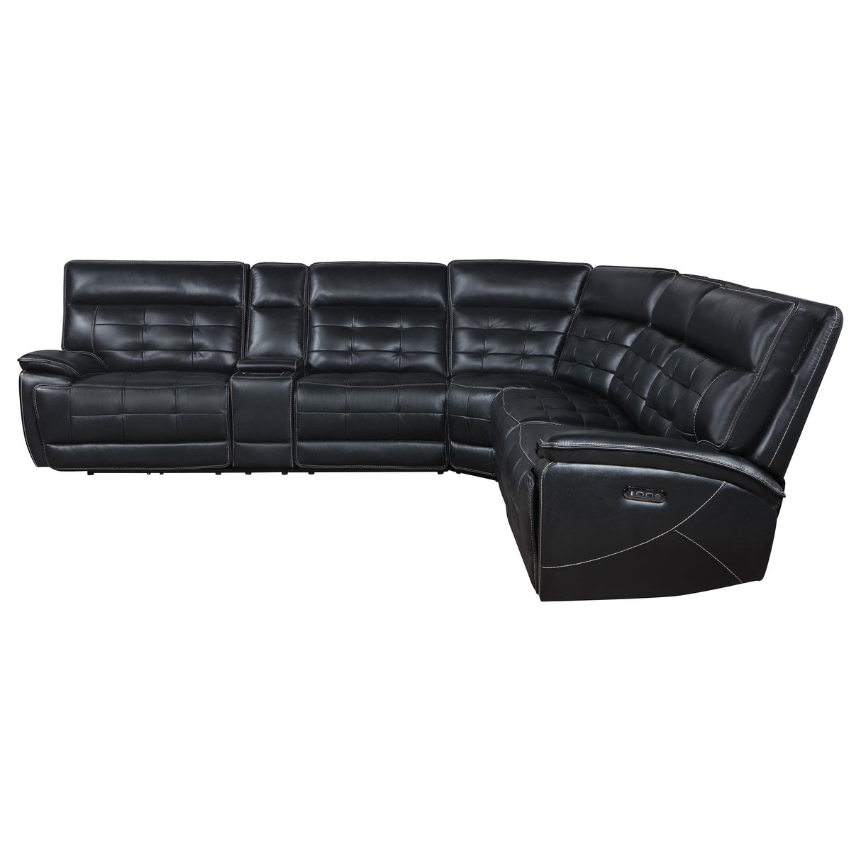 Hewitt Black Leather Upholstered Power Reclining Sectional by Coaster at Eve Furniture