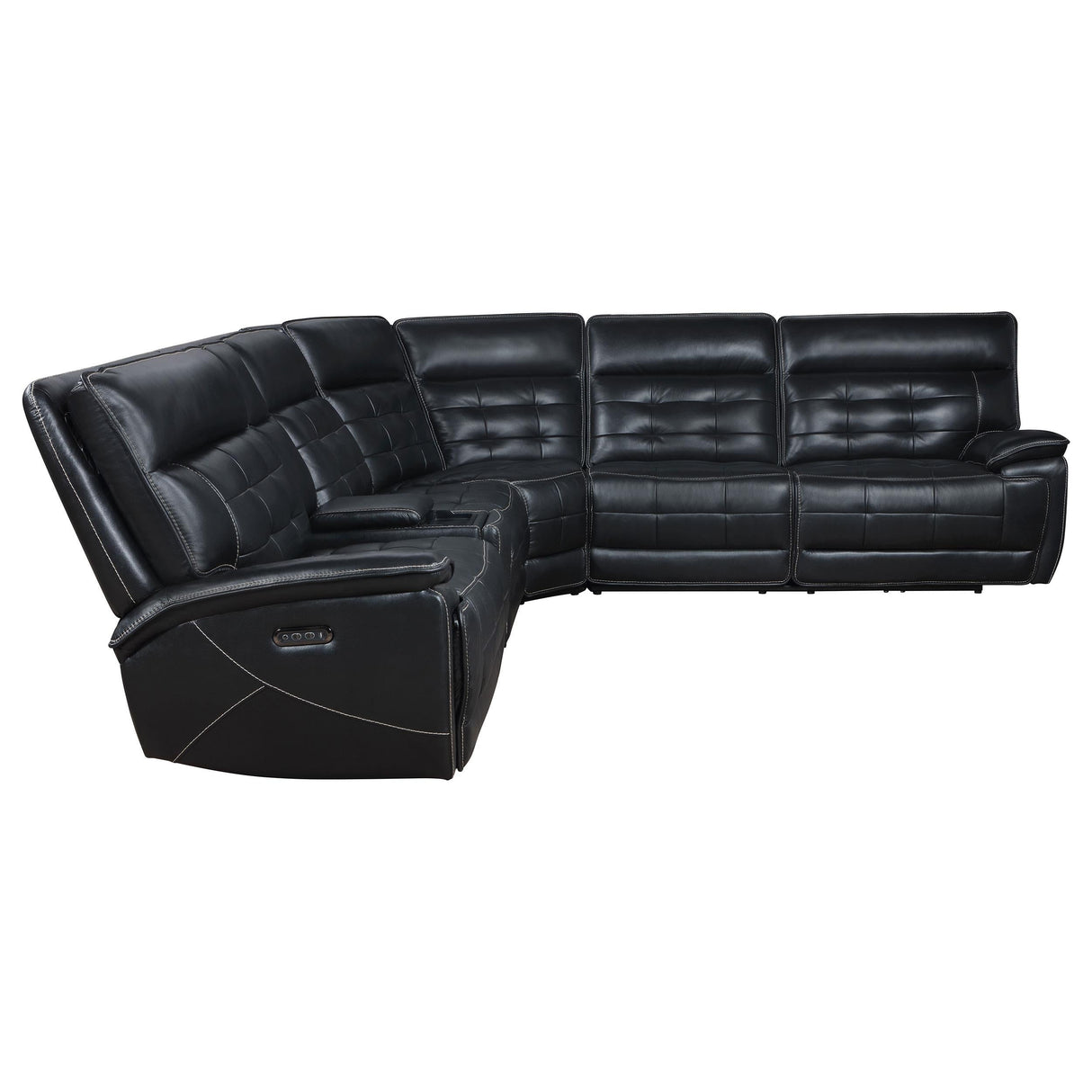 Hewitt Black Leather Upholstered Power Reclining Sectional by Coaster at Eve Furniture