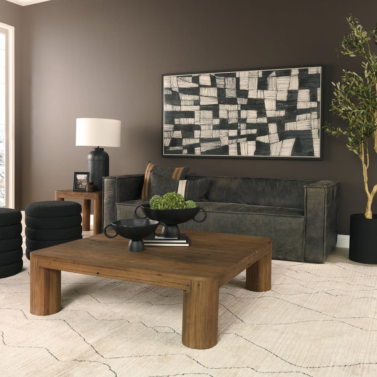 Hewitt Square Smooth Reclaimed Wood Side Table by Mercana at Eve Furniture