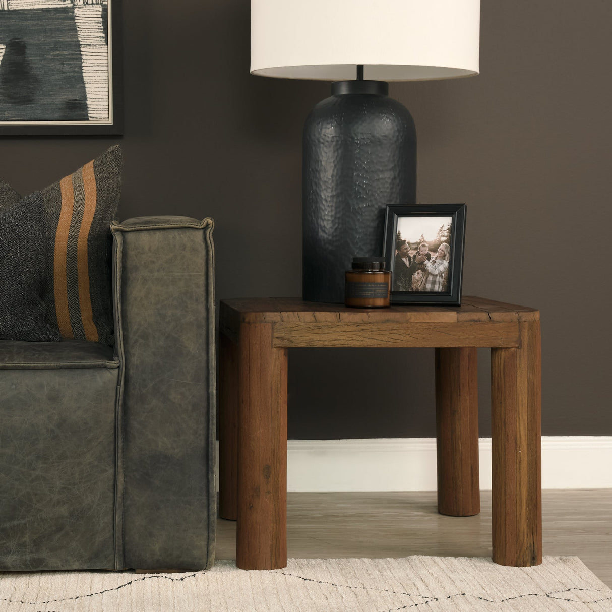 Hewitt Square Smooth Reclaimed Wood Side Table by Mercana at Eve Furniture