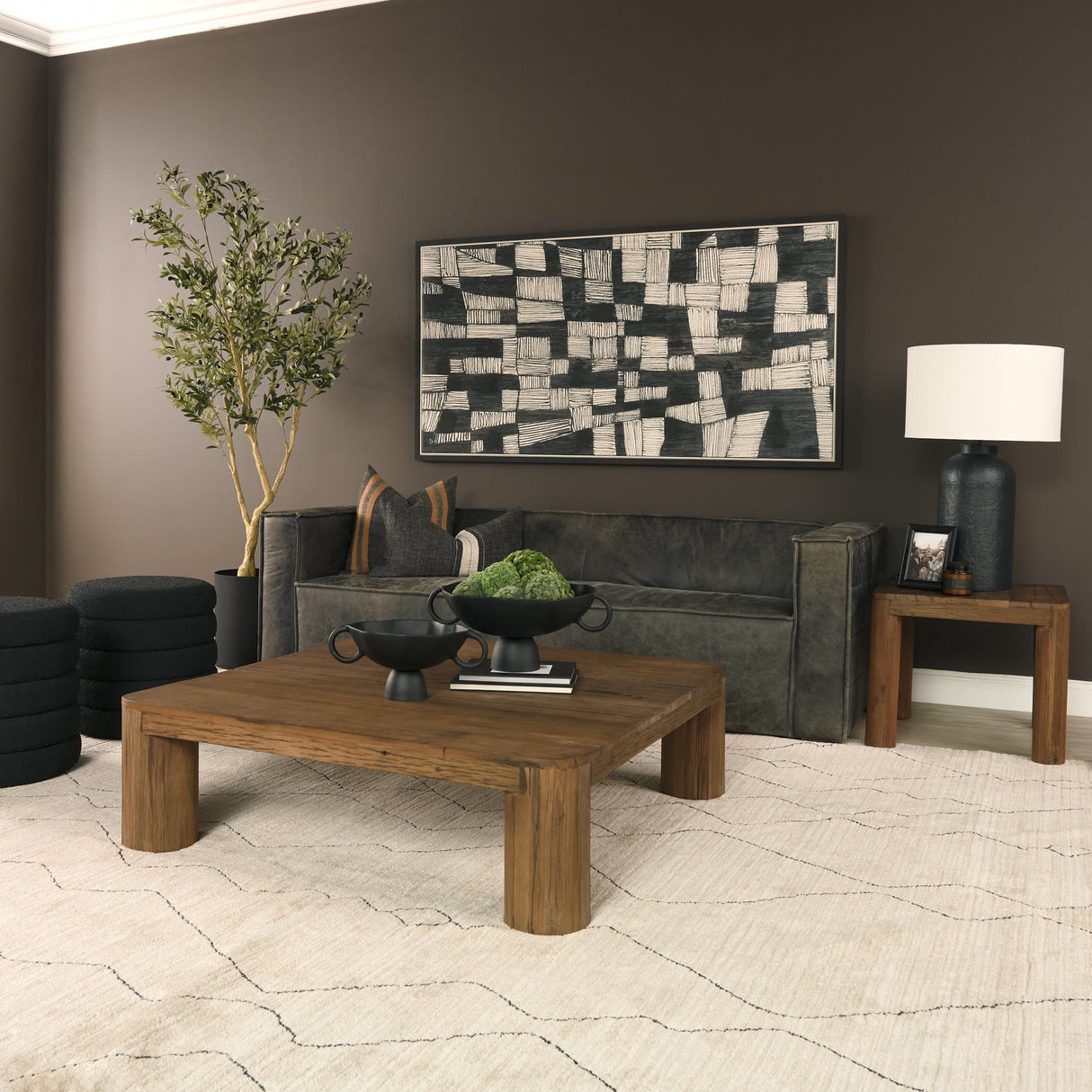 Hewitt Square Smooth Reclaimed Wood Side Table by Mercana at Eve Furniture
