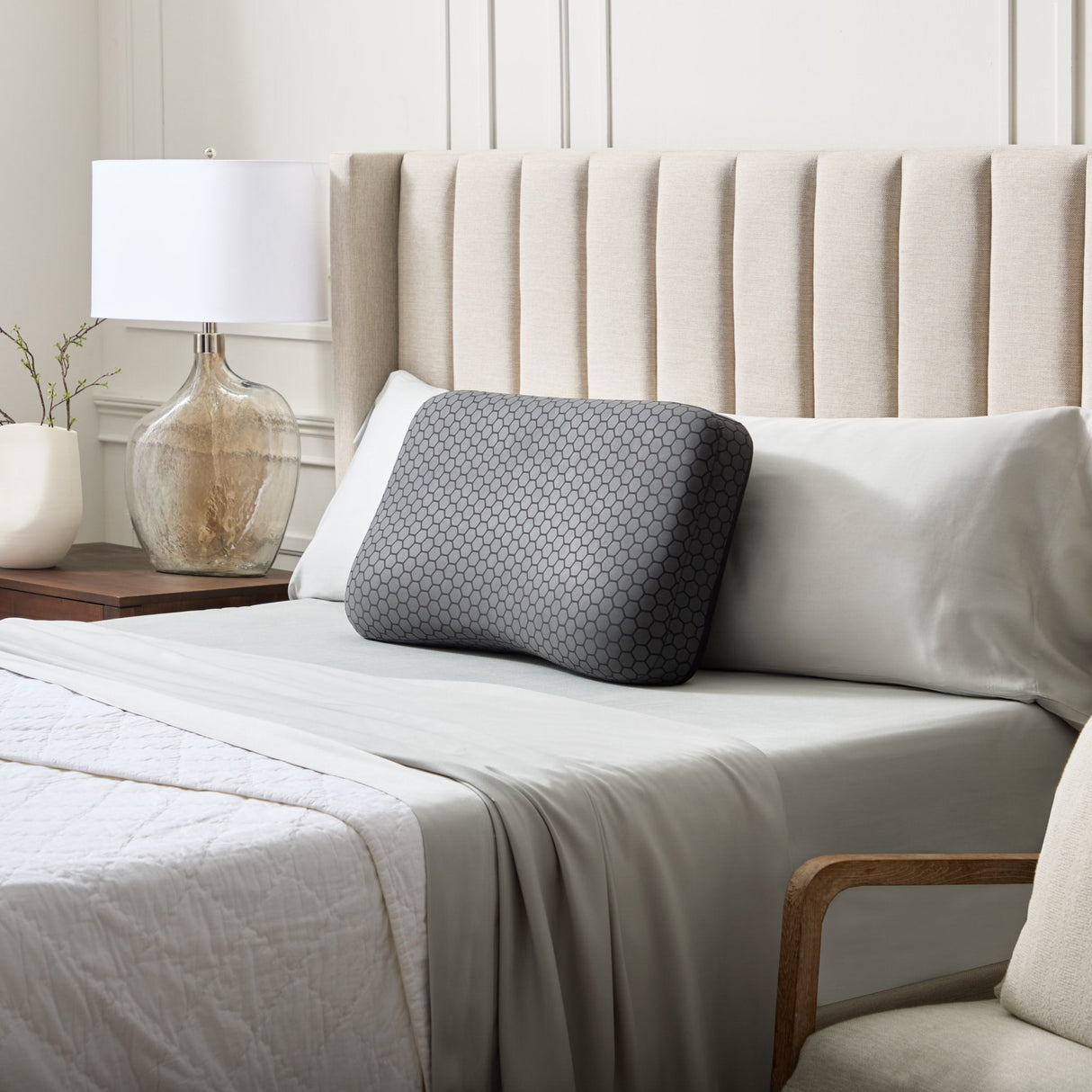 HexCurve Black King Pillow by Malouf at Eve Furniture