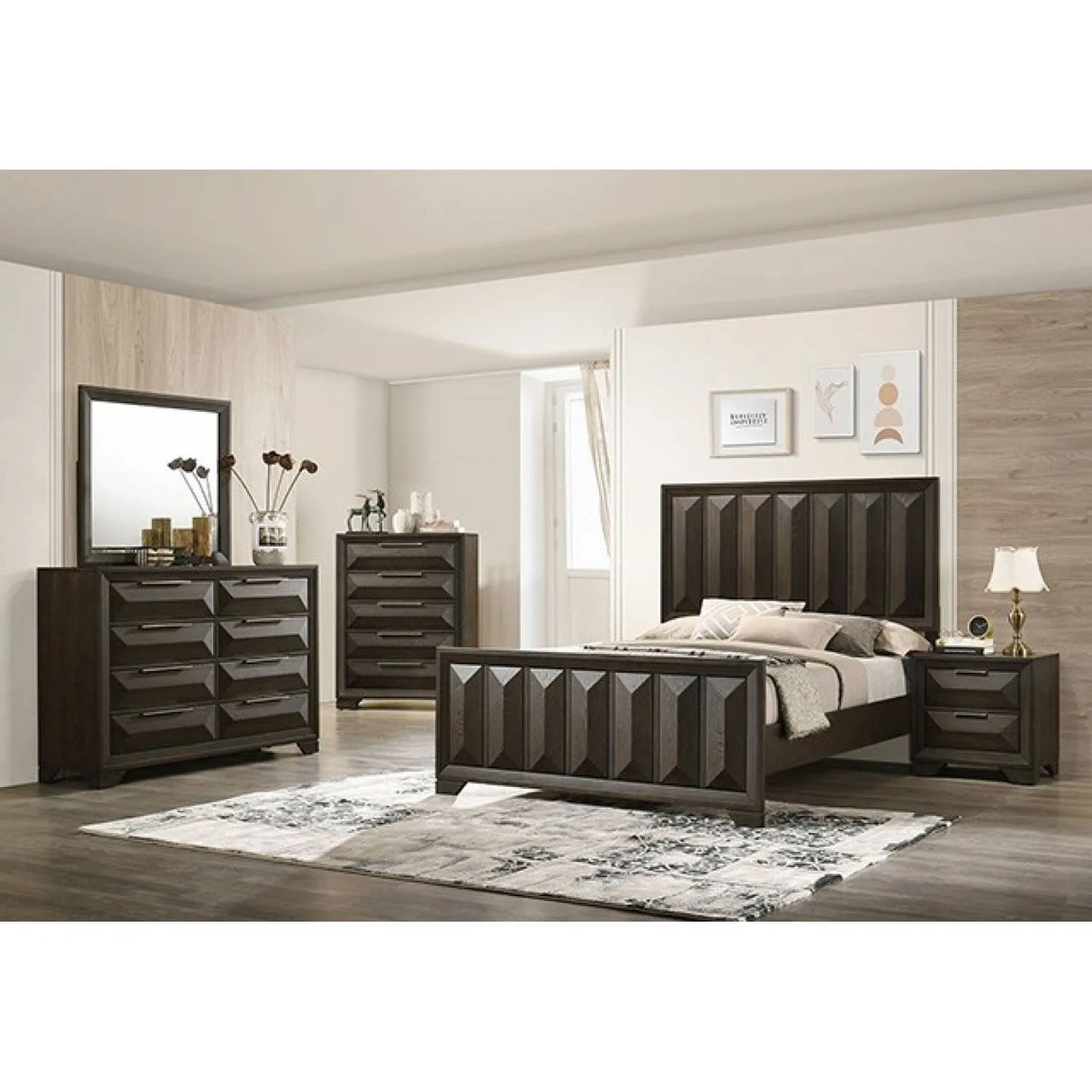 Hexham Espresso 5-Piece Queen Bedroom Set by Furniture of America at Eve Furniture