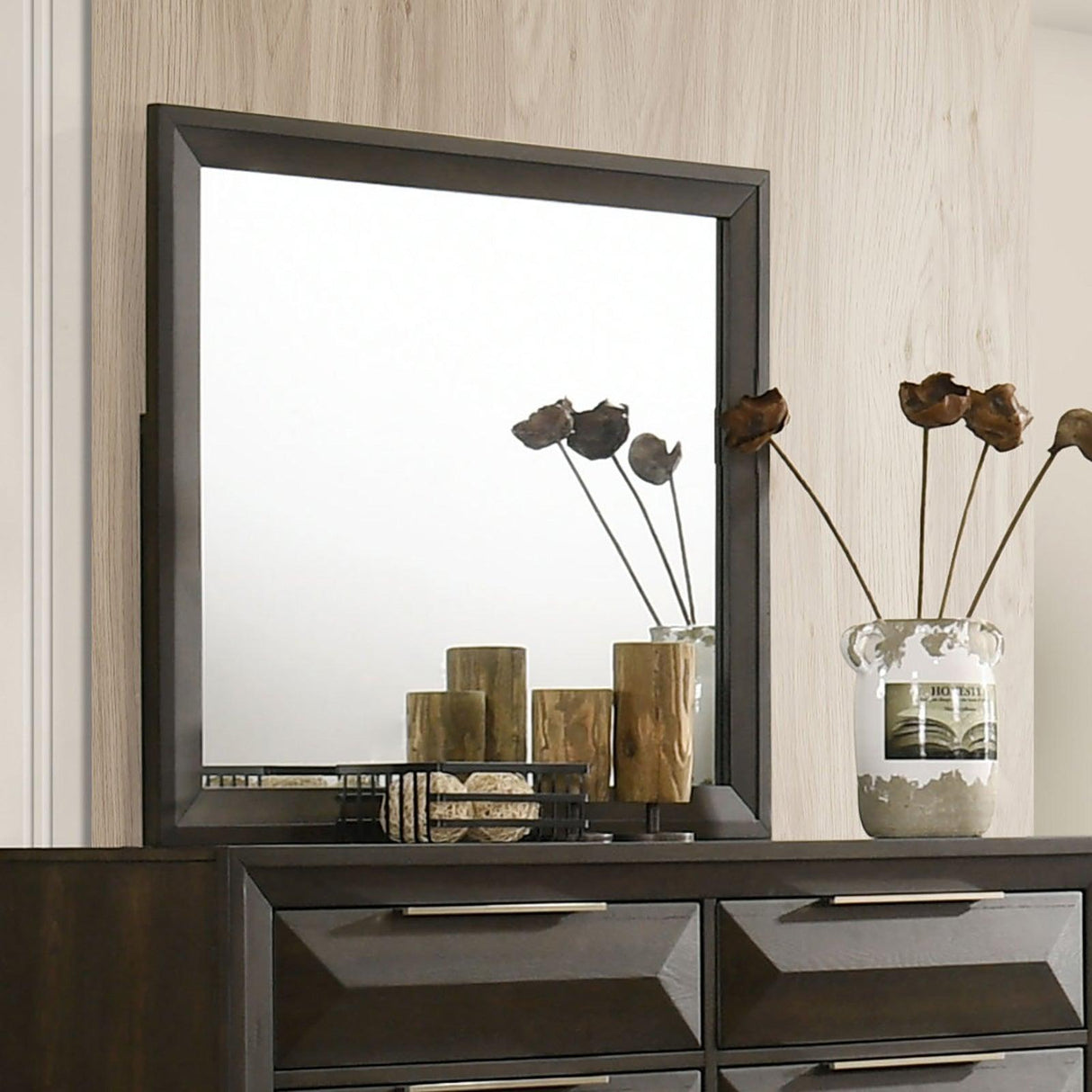Hexham Espresso Mirror w/ Support by Furniture of America at Eve Furniture